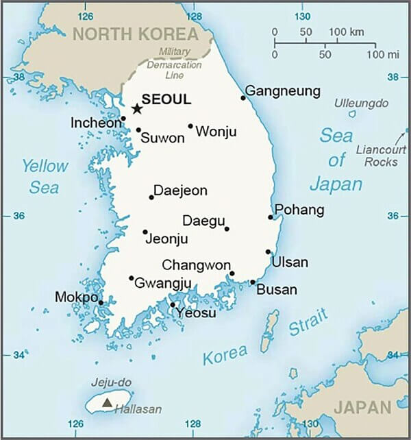 Hình ảnh bản đồ Hàn Quốc